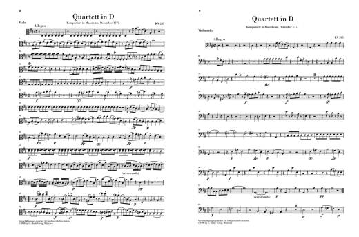 Flute Quartets for Flute, Violin, Viola and Violoncello - Mozart/Wiese - Parts Set