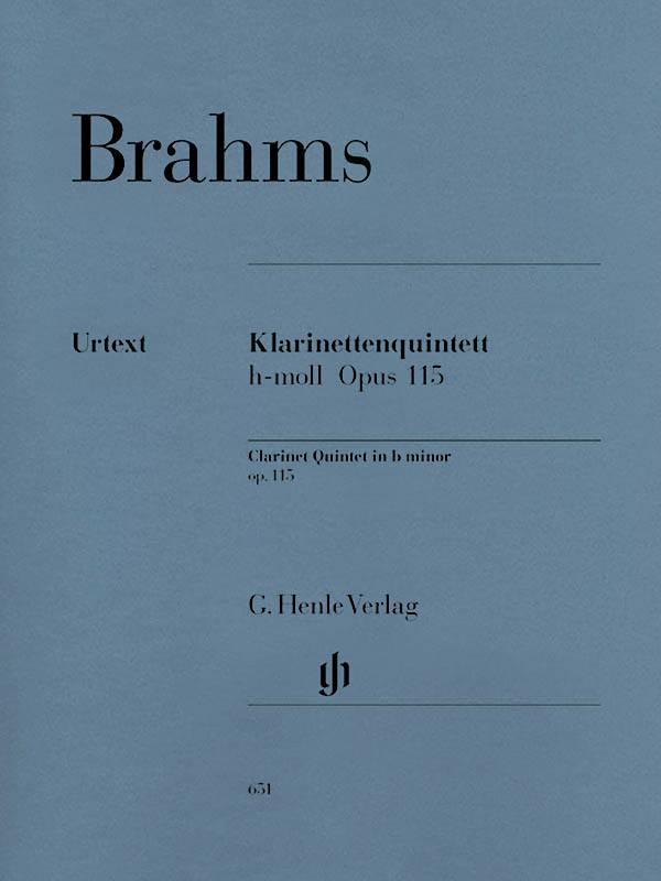 Clarinet Quintet b minor op. 115 - Brahms/Grassi - Clarinet/2 Violins/Viola/Cello - Parts Set
