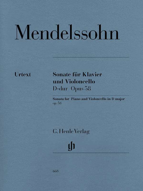 Violoncello Sonata D major op. 58 - Mendelssohn /Heinemann, Elvers /Kanngiesser - Cello/Piano - Sheet Music