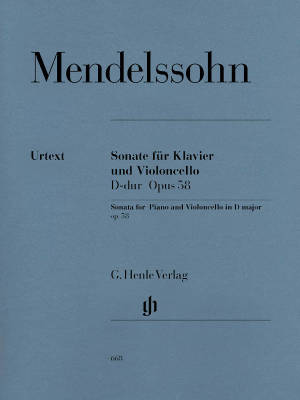 G. Henle Verlag - Violoncello Sonata D major op. 58 - Mendelssohn /Heinemann, Elvers /Kanngiesser - Cello/Piano - Sheet Music