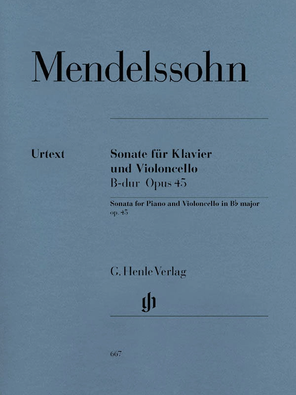 Violoncello Sonata B flat major op. 45 - Mendelssohn /Heinemann, Elvers /Kanngiesser - Cello/Piano - Sheet Music