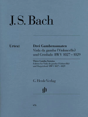 G. Henle Verlag - Three Gamba Sonatas BWV 1027-1029 - Bach/Heinemann - Gamba or Cello/Piano - Book