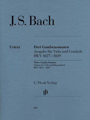 G. Henle Verlag - Three Gamba Sonatas BWV 1027-1029 - Bach/Heinemann/Weber - Viola/Piano - Book