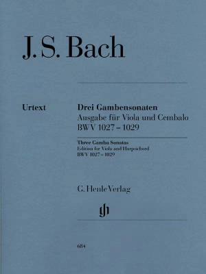 G. Henle Verlag - Three Gamba Sonatas BWV 1027-1029 - Bach/Heinemann/Weber - Viola/Piano - Book