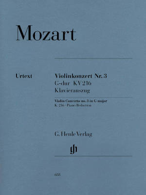 G. Henle Verlag - Violin Concerto no. 3 G major K. 216 - Mozart/Seiffert/Guntner - Violin/Piano Reduction - Sheet Music