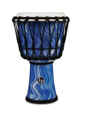 Latin Percussion - 7-Inch Rope-Tuned Circle Djembe with Perfect-Pitch Head - Blue Marble