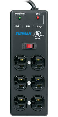 Furman - SS-6B PRO 15A AC 2x3 Block with Extreme Voltage Shutdown - 15/4.6m Cord