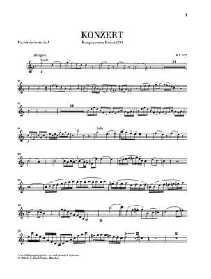 Clarinet Concerto A major K. 622 - Mozart/Wiese - A Clarinet/Piano Reduction - Sheet Music