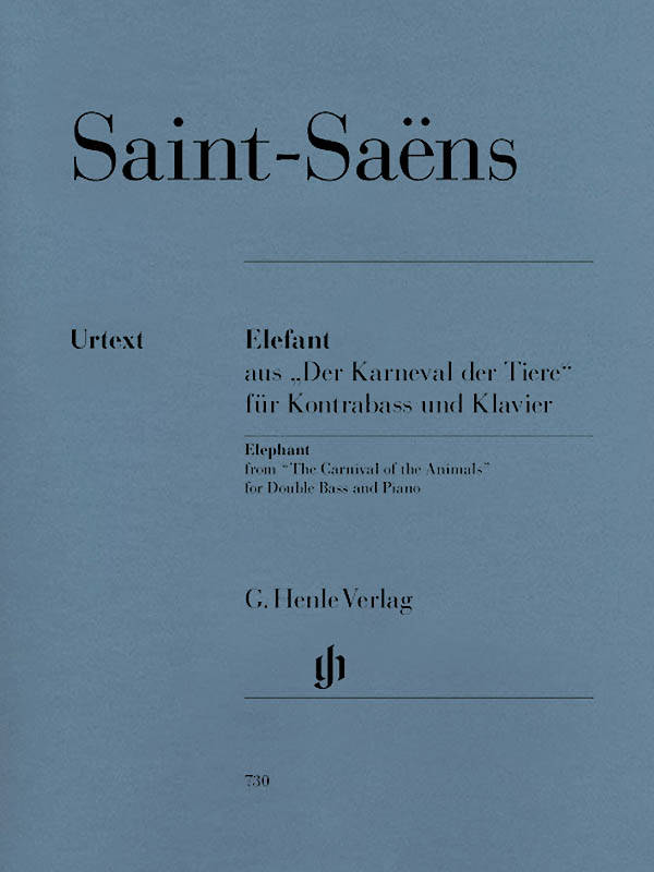 Elephant from \'\'The Carnival of the Animals\'\' - Saint-Saens/Glockler - Double Bass/Piano - Sheet Music