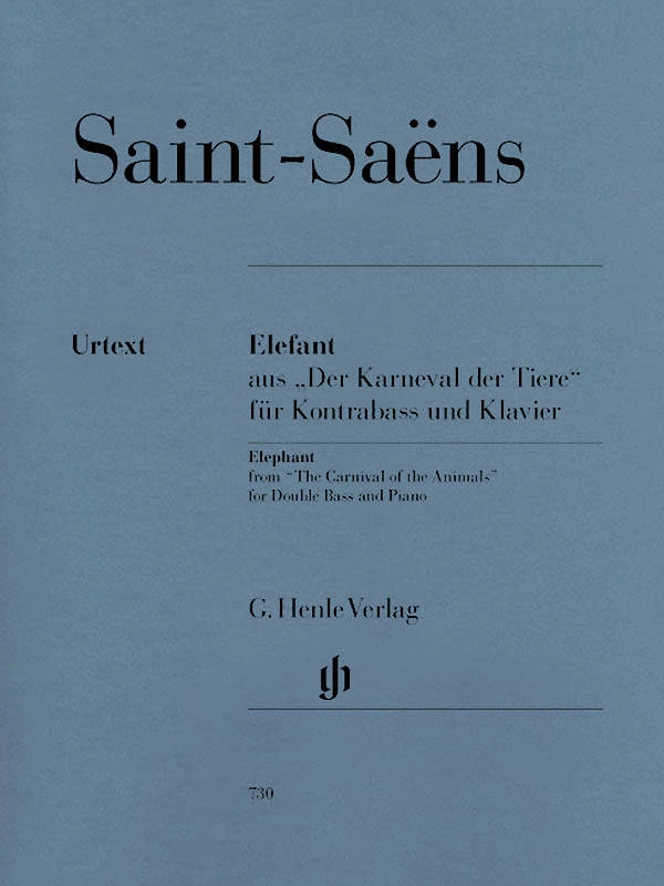 Elephant from \'\'The Carnival of the Animals\'\' - Saint-Saens/Glockler - Double Bass/Piano - Sheet Music