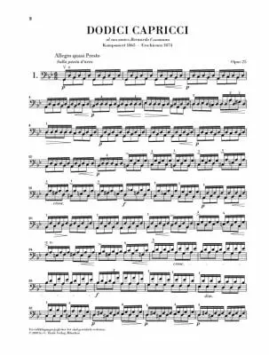 12 Capricci op. 25 - Piatti/Bellisario - Cello - Book
