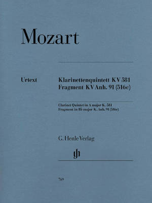 Clarinet Quintet A major K. 581 and Fragment K. Anh. 91 (516c) - Mozart/Wiese - Clarinet/2 Violins/Viola/Cello - Parts Set