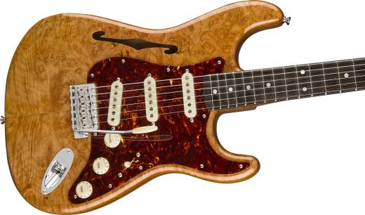 Artisan Maple Burl Stratocaster Thinline with Roasted Ash Body / AAAA Figured Maple Burl Top - Aged Natural