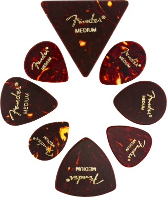 Fender - All Shape Celluloid Pick Pack (8-Pack) - Tortoise Shell