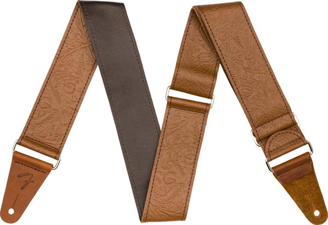 2\'\' Tooled Leather Strap - Brown