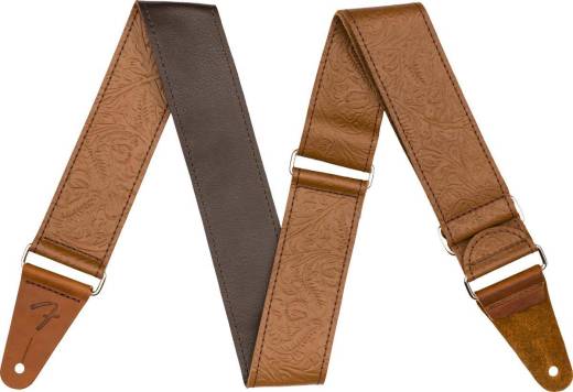 2\'\' Tooled Leather Strap - Brown