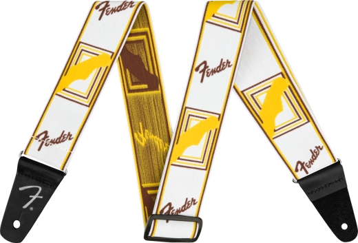 Fender - 2 WeighLess Monogrammed Strap - White/Black/Yellow