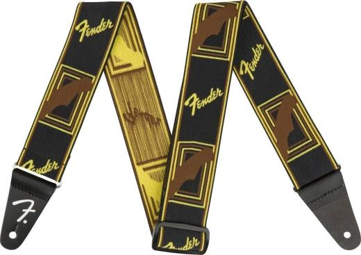 Fender - 2 WeighLess Monogrammed Strap - Black/Yellow/Black