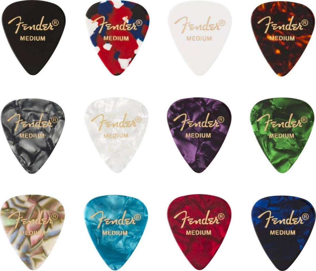 351 Celluloid Medly Picks (12-Pack) - Mixed Colours - Medium