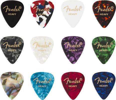Fender - 351 Celluloid Medly Picks (12-Pack) - Mixed Colours - Heavy