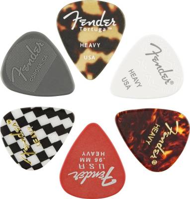 Fender - 351 Celluloid Medly Picks (6-Pack) - Mixed Colours - Heavy