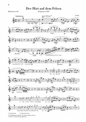 The Shepherd on the Rock D 965 - Schubert/Oppermann - Voice/Clarinet/Piano - Parts Set