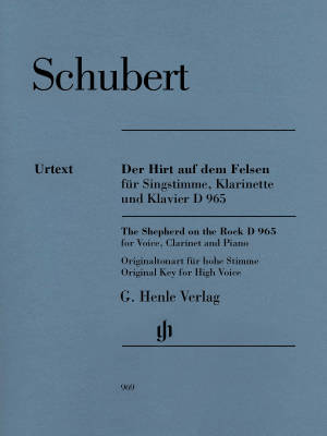 G. Henle Verlag - The Shepherd on the Rock D 965 - Schubert/Oppermann - Voice/Clarinet/Piano - Parts Set