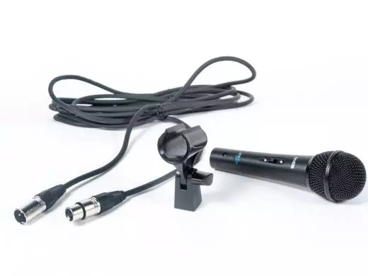 Economy Dynamic Hand Held Microphone Package with Cable, Stand and Clip