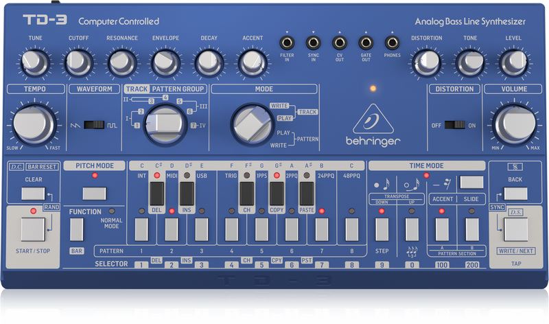 TD-3-BU Analog Bass Line Synthesizer - Blue
