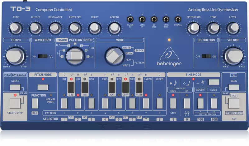 TD-3-BU Analog Bass Line Synthesizer - Blue