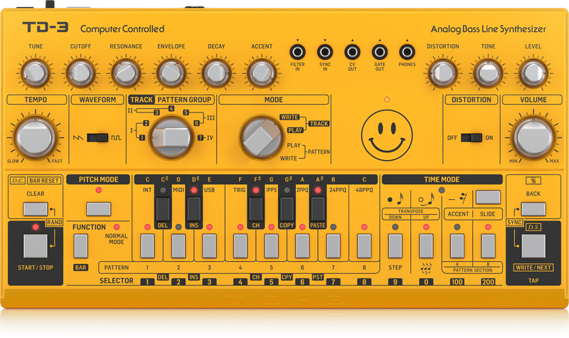 TD-3-AM Analog Bass Line Synthesizer - Yellow