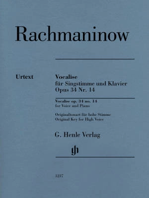 G. Henle Verlag - Vocalise op. 34 no. 14 - Rachmaninoff/Rahmer - Voice/Piano - Sheet Music