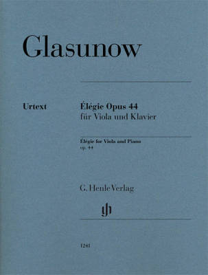 Elegie op. 44 - Glazunov /Rahmer /Zimmermann - Viola/Piano - Sheet Music
