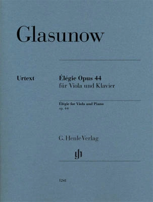 Elegie op. 44 - Glazunov /Rahmer /Zimmermann - Viola/Piano - Sheet Music