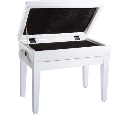 RPB-400WH Adjustable Piano Bench with Storage - Satin White