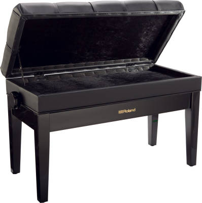 Duet Piano Bench w/Adjustable Height, Cushion and Storage - Polished Ebony