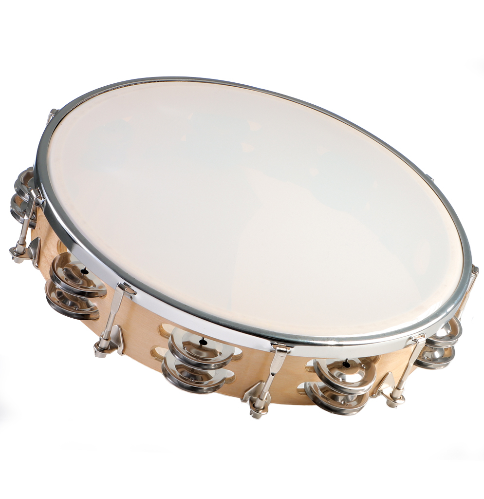 10-inch Wood Frame Tambourine with Synthetic Head