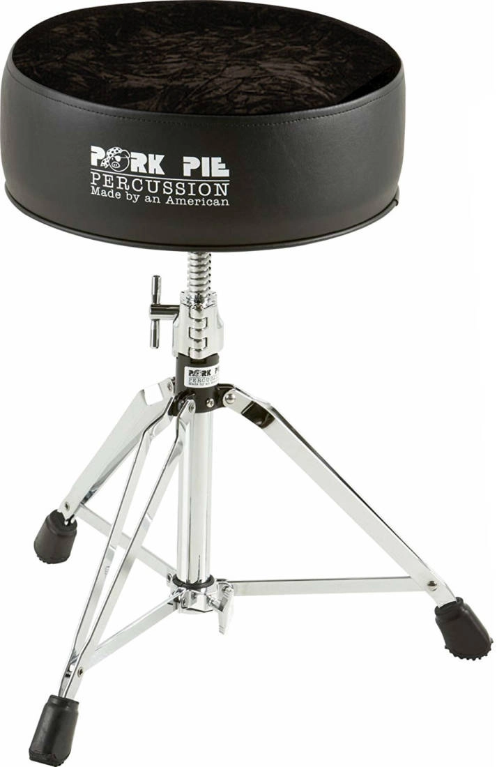 Round Seat Drum Throne  - Black Leather/Black Crushed Velvet Top