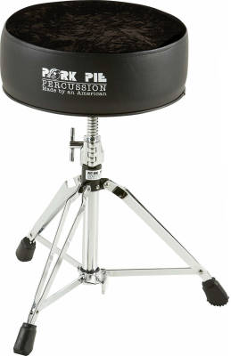 Pork Pie Percussion - Round Seat Drum Throne  - Black Leather/Black Crushed Velvet Top
