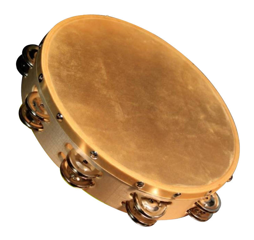 10-inch Wood Frame Tambourine with Natural Head