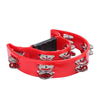 Heavy Duty Half-Moon Tambourine with Inside Row - Red