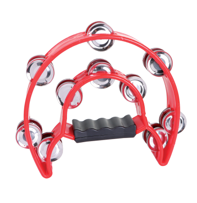 Granite Percussion - Heavy Duty Half-Moon Tambourine with Inside Row - Red