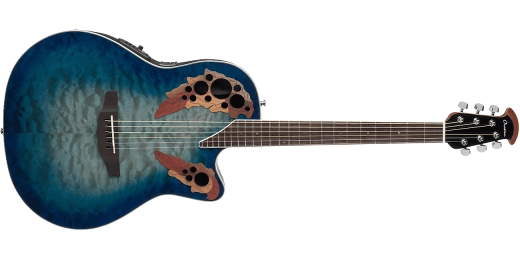 Ovation - Celebrity Elite Exotic Super Shallow Composite-Body Acoustic/Electric Guitar - Caribbean Blue/Natural Burst