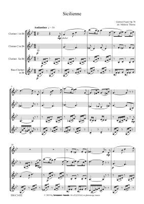 Sicilienne - Faure/Thorne - Clarinet Quartet - Score/Parts
