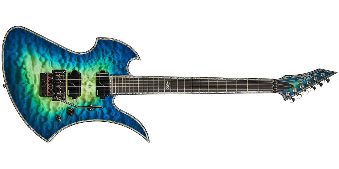 Mockingbird Extreme Exotic Electric Guitar with Floyd Rose Bridge - Cyan Blue Quilted Maple