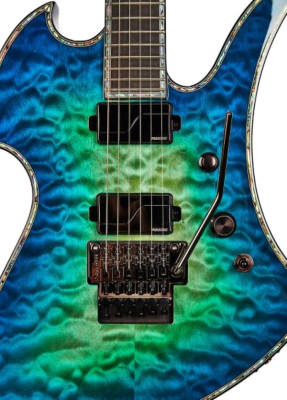 Mockingbird Extreme Exotic Electric Guitar with Floyd Rose Bridge - Cyan Blue Quilted Maple