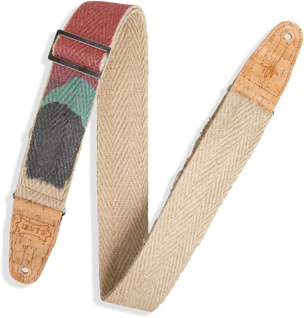 2\'\' Hemp Guitar Strap with Natural Cork Ends - Sunset