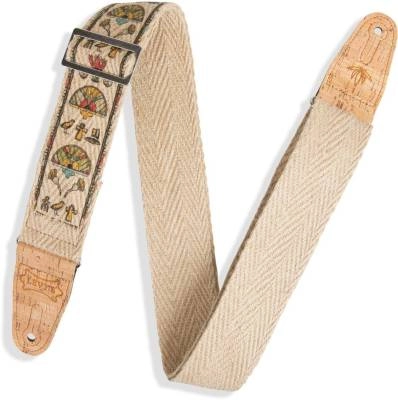 2\'\' Hemp Guitar Strap with Natural Cork Ends - Egyptian