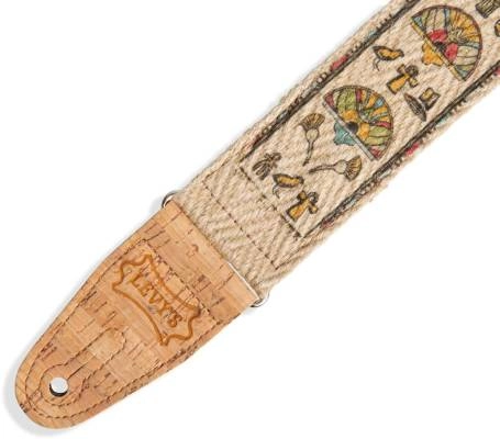 2\'\' Hemp Guitar Strap with Natural Cork Ends - Egyptian