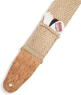 2\'\' Hemp Guitar Strap with Natural Cork Ends - Natural